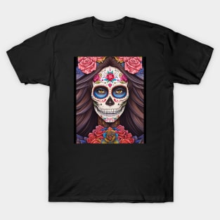 Sugar Skull Art - Woman Sugar Skull Makeup T-Shirt